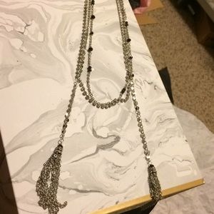 Silver rhinestone and tassel necklace. NWT